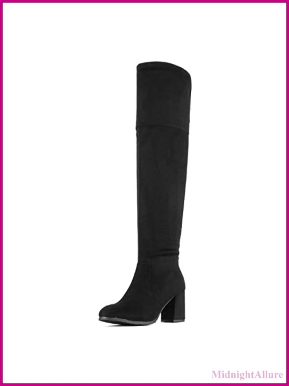 Women's Knee High Block Heel Stretch Suede Boots Round Toe Pull On